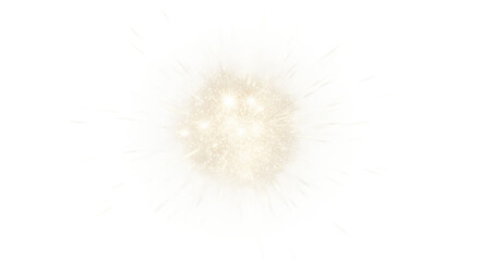 Golden glitter explosion isolated on transparent background