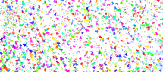 A vibrant pattern of multicolored confetti on a white background