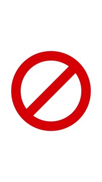 Red Circle with Line Symbolizes Prohibition Restriction Stop Sign No Entry Caution Warning Icon. Motion graphics of warning signs concept. 4k