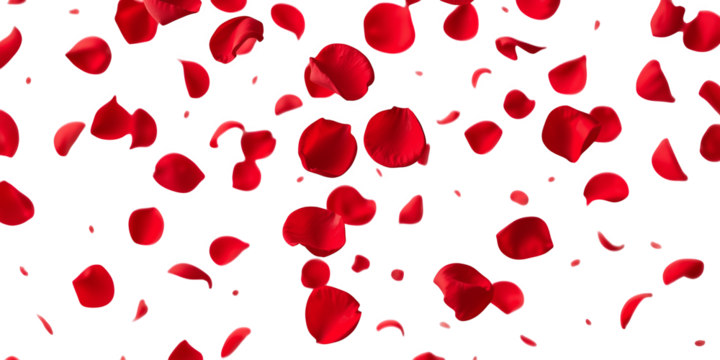 Scattered Red Rose Petals Fall In A Randomized Pattern Against A Stark Transparent Background Isolate Falling