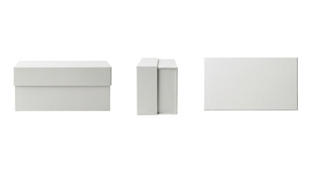 White Box Set Mockup Packaging Design Modern Container Template Closed Container With Cover on transparent background