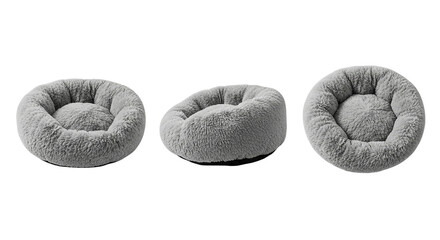 Plush Haven Cozy Dog Beds Soft Round Pet Beds Comfortable Cat Loungers Premium Puppy Cushions on transparent background
