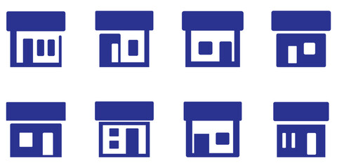Small shop and store icon set, Retail storefront symbols collection, Minimal market and business building icons