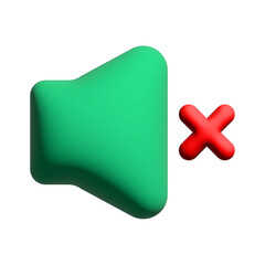 Muted volume symbol with red cross in 3d