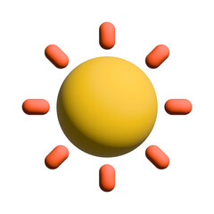 Stylized 3d sun icon with radiating rays