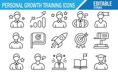 Business Skills and Productivity Thin Line Icons for Corporate Training