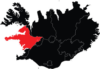  Vector Map of The West Region of Iceland