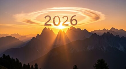 The Year 2026 and Its Majestic Mountain Sunset