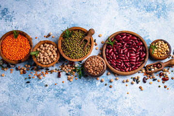 Beans, lentils, soybean, pea and chickpea