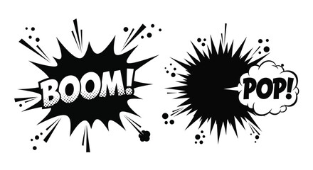Comic book style explosion effects with boom and pop text overlays © Jesmin