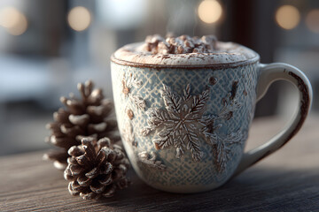 Fototapeta premium Christmas coffee cup. Generate Ai