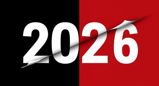 White numbers peeling off black and red backgrounds