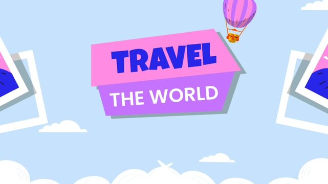 Vector illustration symbols of travel and trip and dly balloons