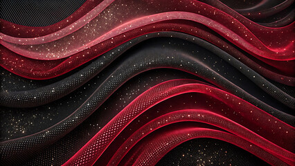 Red and black wavy background. 3d rendering, 3d illustration.