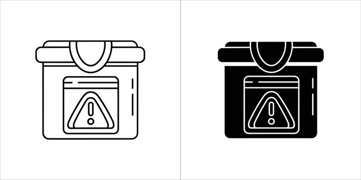 Warning box icon, caution or danger concept