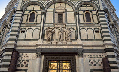 Florence Baptistery detail of facade and golden doors