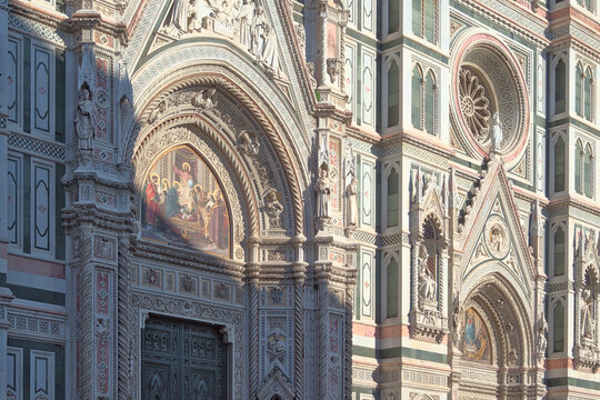 Florence Cathedral Duomo facade ornate details architectural landmark - Powered by Adobe