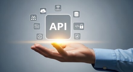API Concept Hand Holding Software Development Data Integration Icons