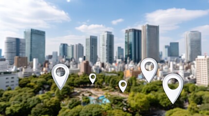 Technology links various points of interest across a bustling city at night, highlighting the vibrant life and connectivity in urban spaces