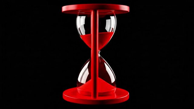 Video, red hourglass with a black screen, time, background, traditional clock, sand, glass, timer, hour, antique, instrument, vintage, watch, retro, old, countdown