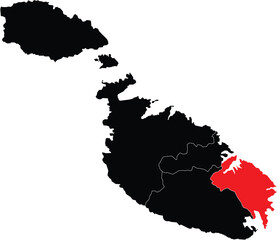 Vector Map of South Eastern Region on the Map of Malta