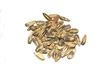 Sunflower seeds on a white isolated background