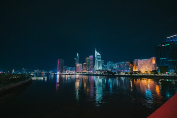 Ho Chi Minh City Night Skyline Reflected on the Saigon River