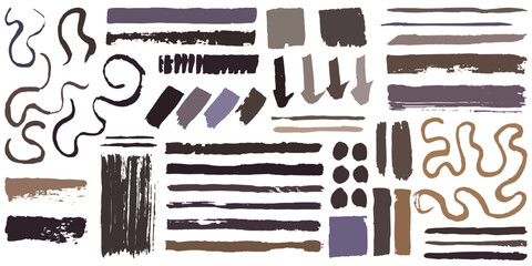 Abstract artistic brush strokes, lines, and shapes texture set