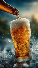 Appetizing beer, foam cap and golden color.