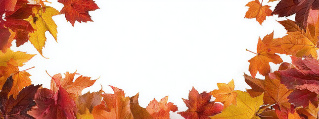 Autumn leaves frame with a white background, perfect for seasonal designs.