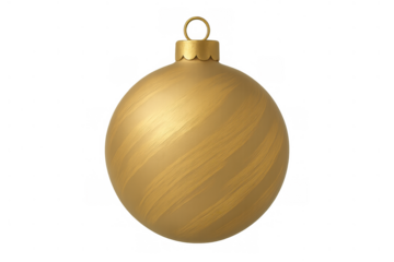 Gold striped christmas bauble on transparent background celebrating festive winter holidays and seasonal cheer