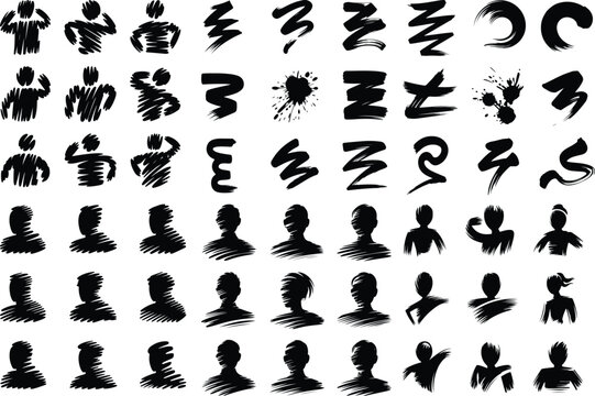 Marker Brush Stroke Lines Icon Set &ndash; Artistic Hand-Drawn Vector Collection Brush Stroke Lines Icon Set &ndash; Minimal Marker Line Silhouette Design
