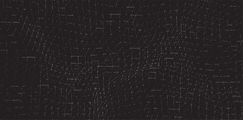 Monochrome texture composed of irregular graphic elements. Distressed uneven grunge background. Abstract vector illustration. Overlay for interesting effect and depth. Isolated on white background.