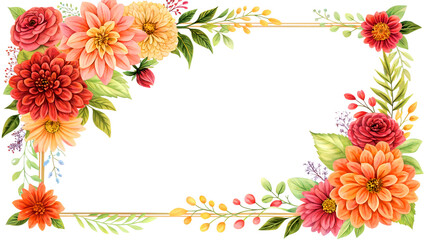 Floral frame design with spring blossoms, perfect for a card or decoration border