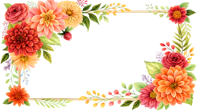 Floral frame design with spring blossoms, perfect for a card or decoration border