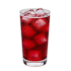 Refreshing Red Soda with Ice Cubes
