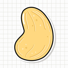 Cute potato vegetable doodle sticker on grid background