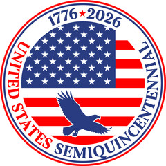 US fantasy badge for the 250th anniversary of the history of the United States of America, vector illustration