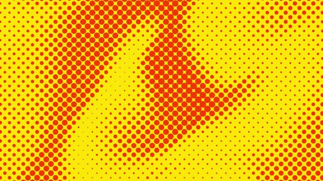 Abstract glowing yellow color halftone motion background. Moving dots seamless loop. Abstract animated dot texture background.	