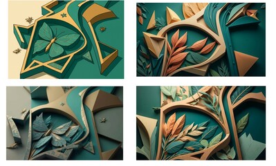 Abstract 3D Paper-Cut Botanical and Butterfly Art—Modern Layered Decorative Design