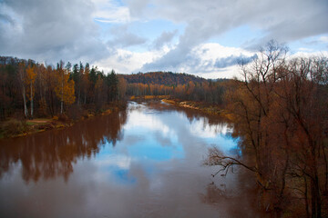 autumn landscape with river Gauja