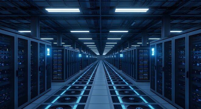 Futuristic Data Center Corridor