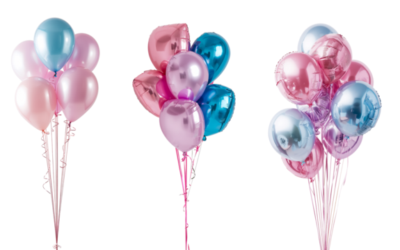 Shiny pastel air balloons on isolated on transparent background - Powered by Adobe