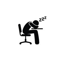 Fototapeta premium Black Silhouette of Person Sleeping at Desk with ZZZs Signifying Sleepiness