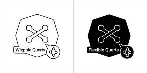 Two icons representing flexible and flexible query, one black and white