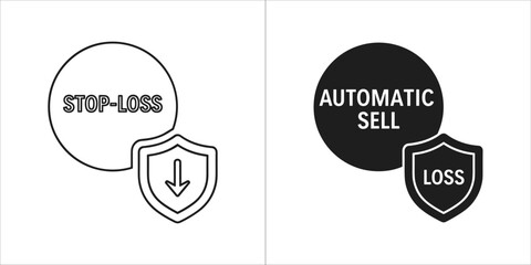 Stoploss and automatic sell icons with shield symbol