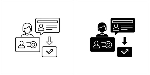 User verification icon, outline and filled versions