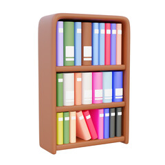 Bookcase 3D render icon isolated on transparent background. school university book knowledge education concept. minimal style design illustration element