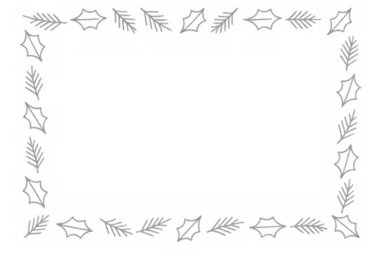 Decorative leaf frame border on transparent background for wedding invitations, certificates, documents, and elegant design elements