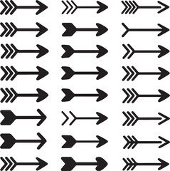 Collection of Diverse Arrow Symbols on White Background